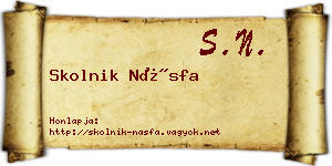 Skolnik Násfa névjegykártya